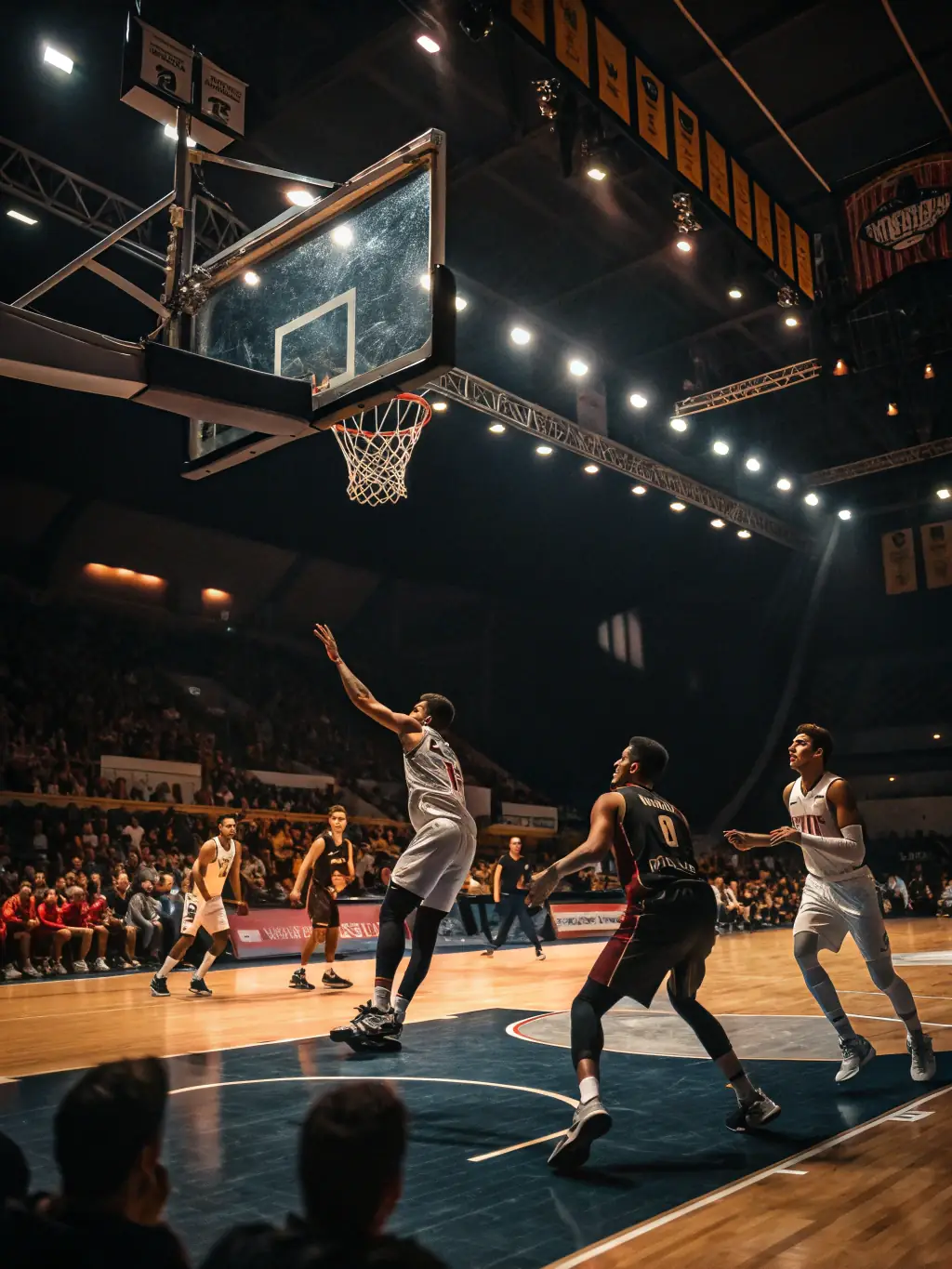 A dynamic image of a local basketball team competing in a sports tournament organized by GANKAYATY CARAIBES 1.4, highlighting teamwork, athleticism, and community spirit.